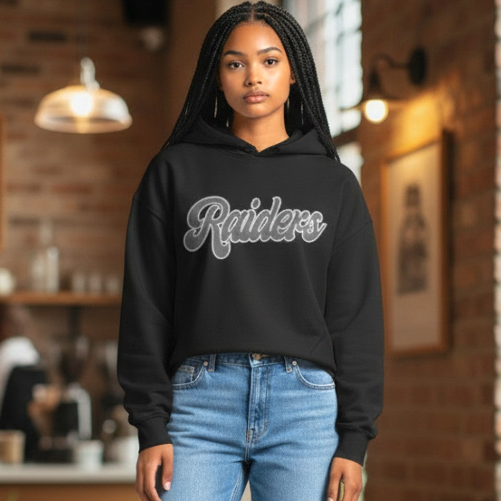 Las Vegas Raiders Women Cropped Pullover Hoodie product image 3, provided for visual reference and product detail review