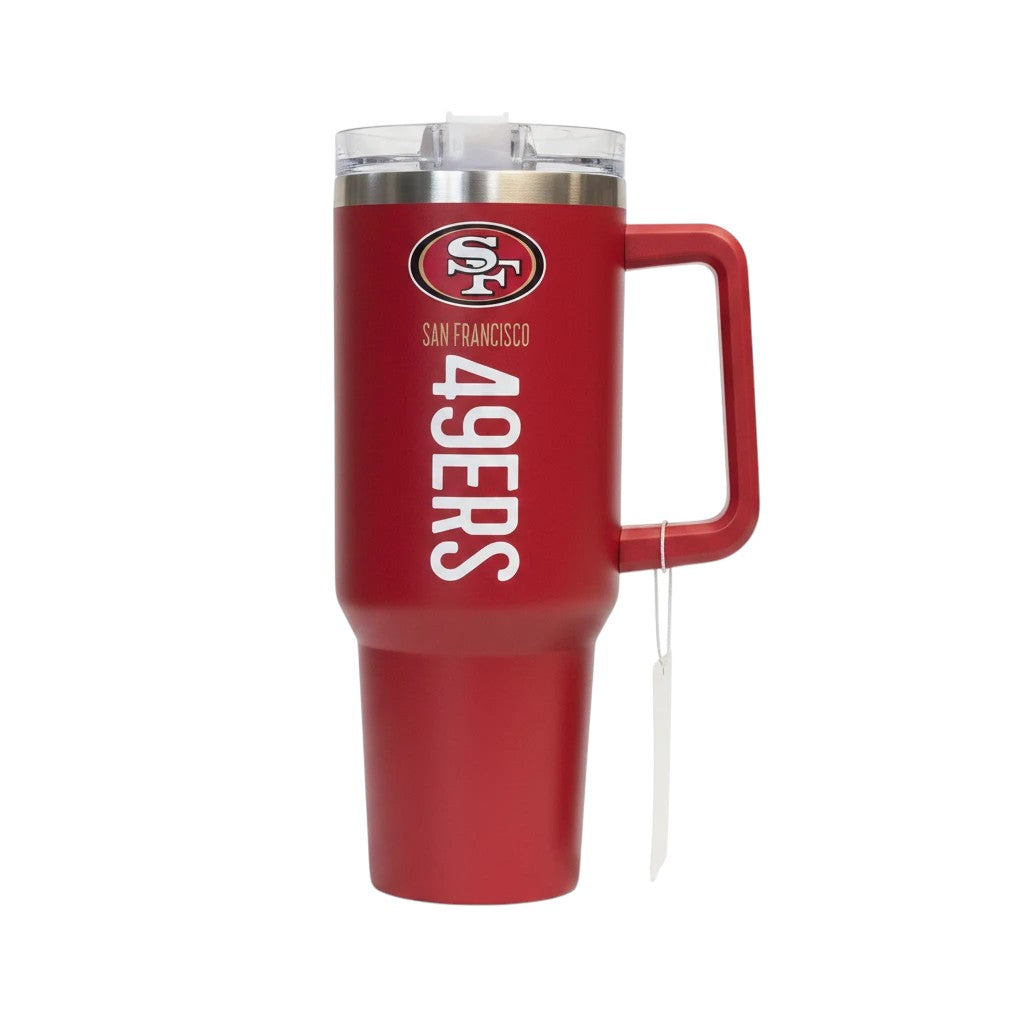 San Francisco 49ers 40 oz Stainless Steel Team Color Flip Straw Tumbler product image 4, provided for visual reference and