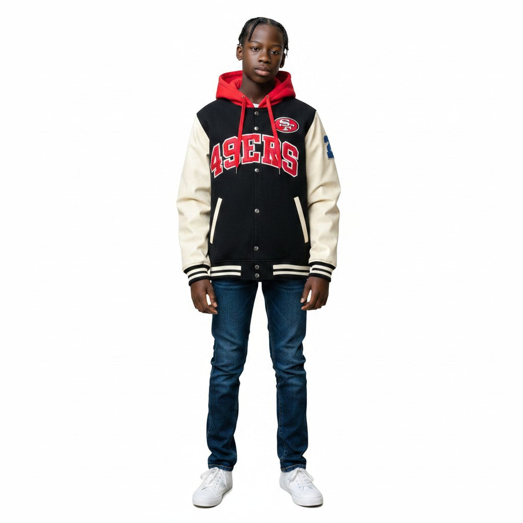 Mitchell & Ness Youth San Francisco 49ers Court Side Fleece Jacket product image 4, provided for visual reference and
