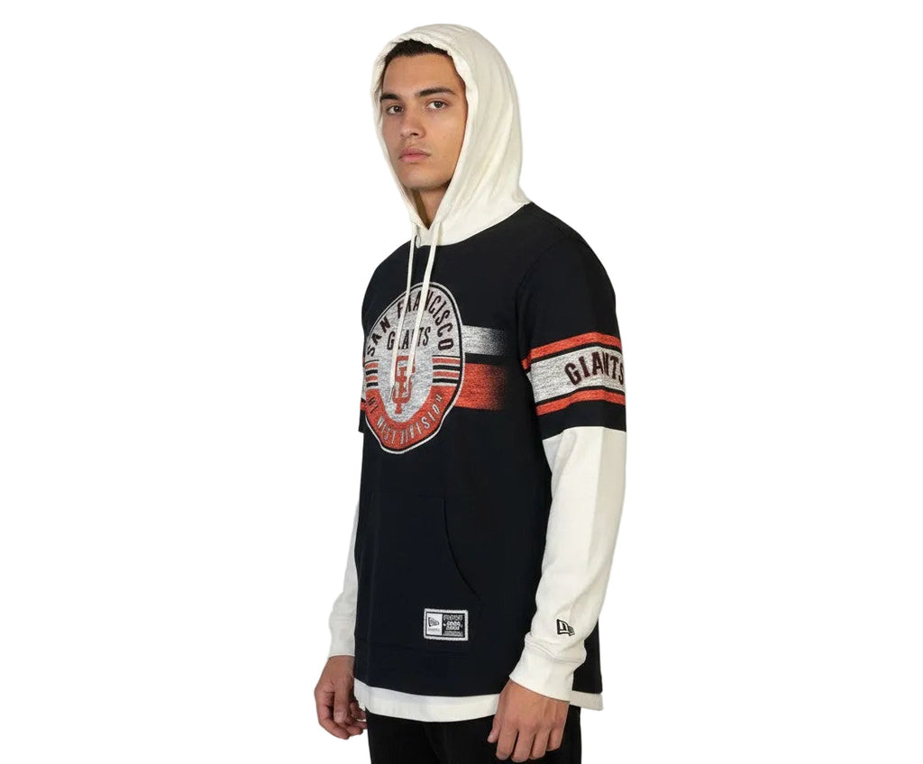 New Era Men San Francisco Giants Twofer Pullover Hoodie - Black/White product image 3, provided for visual reference and