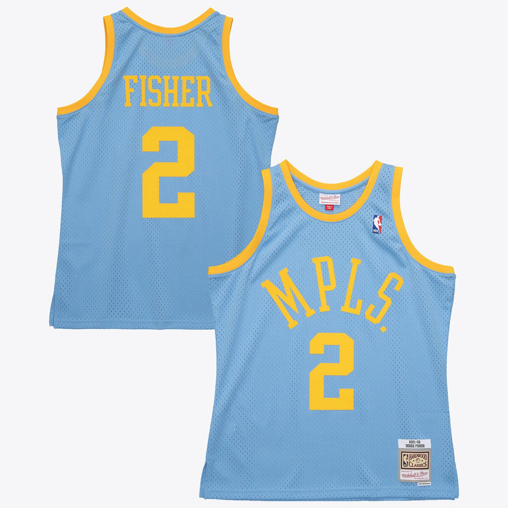 Derek Fisher Los Angeles Lakers 2001 Authentic Swingman Jersey - Columbia Blue product image 2, provided for visual