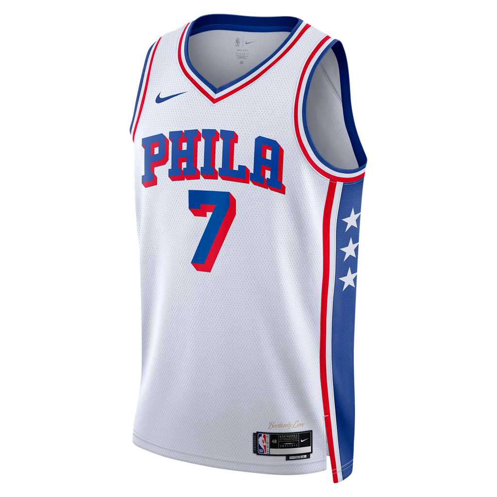Jaylen Brown Philadelphia 76ers Association Edition Swingman Jersey - White - Unisex product image 3, provided for visual
