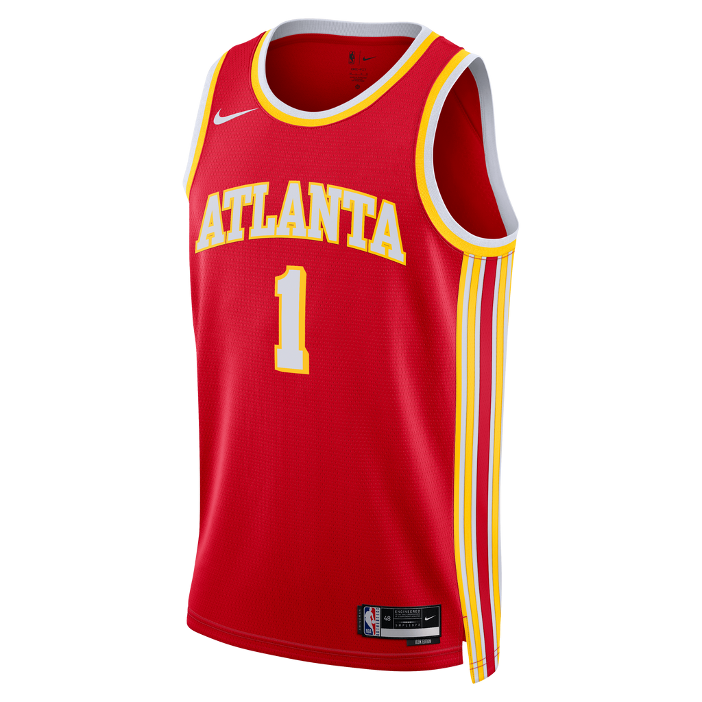 Jalen Johnson Atlanta Hawks Icon Edition Swingman Jersey - Red - Unisex product image 3, provided for visual reference and