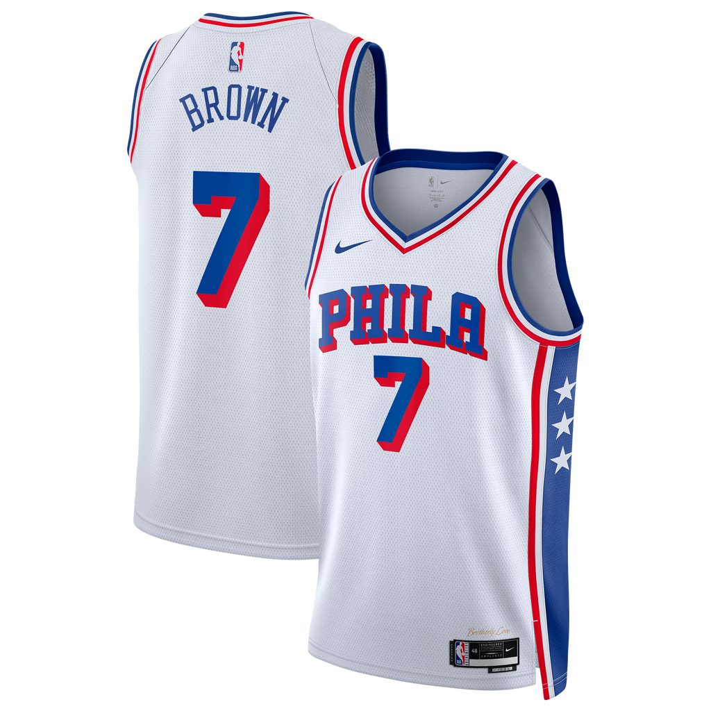 Jaylen Brown Philadelphia 76ers Association Edition Swingman Jersey - White - Unisex product image 1, provided for visual
