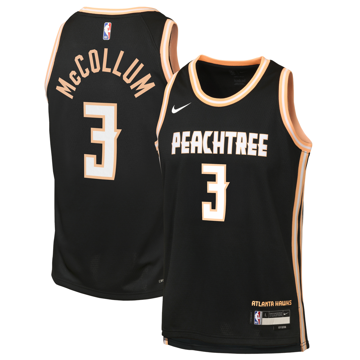 CJ McCollum Atlanta Hawks 2025/26 City Edition Swingman Jersey - Black - Youth product image 2, provided for visual