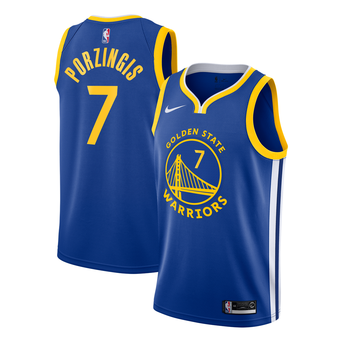 Kristaps Porziņģis Golden State Warriors Icon Edition Swingman Jersey - Royal - Youth product image 2, provided for visual