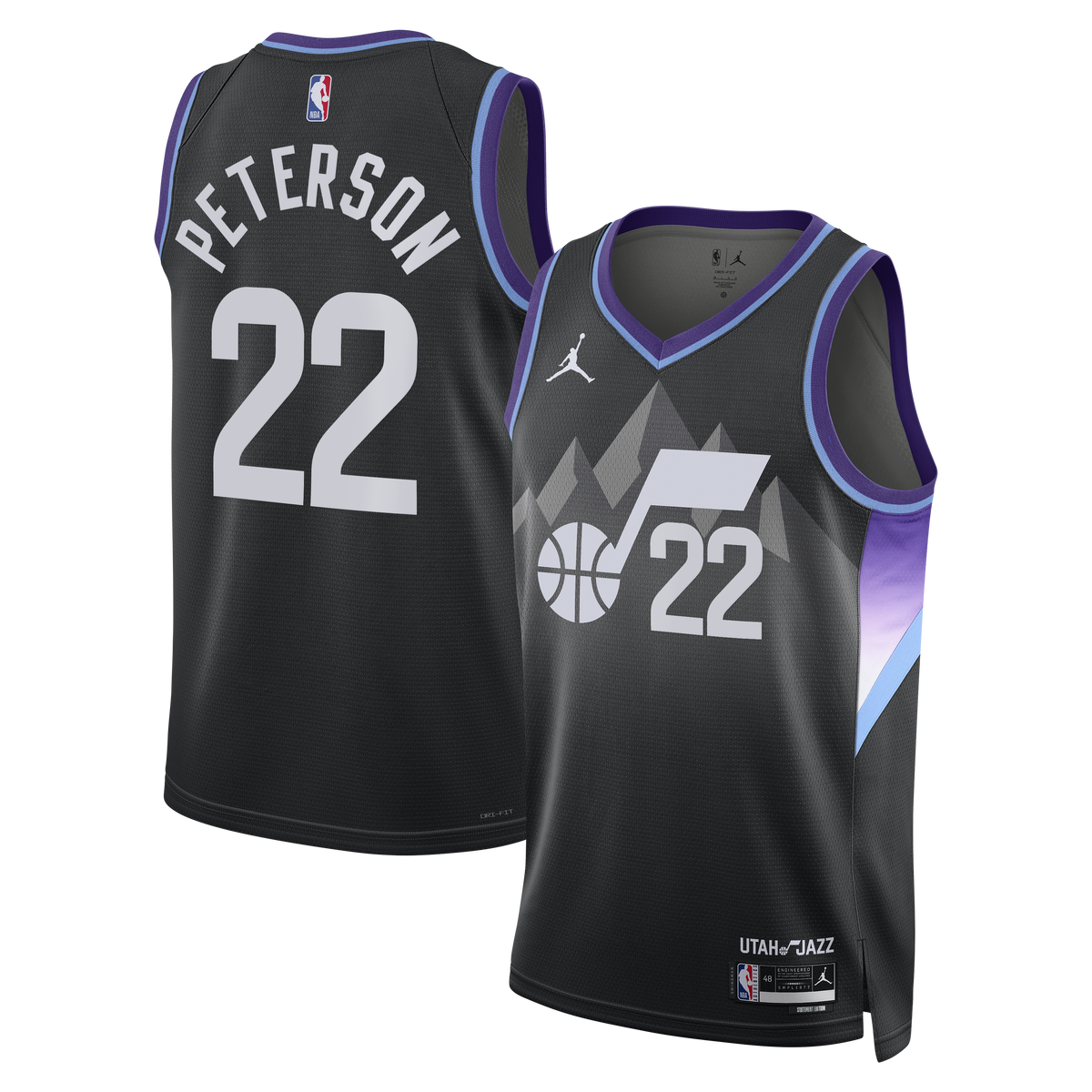 Darryn Peterson Utah Jazz Statement Edition Swingman Jersey - Black - Mens product image 2, provided for visual reference