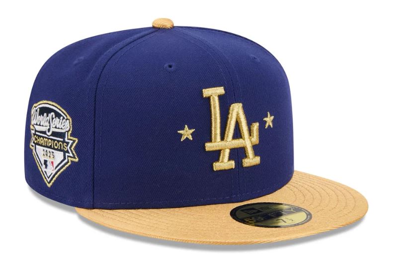 New Era Los Angeles Dodgers Gold 2025 World Series Champions Sidepatch 59FIFTY Fitted product image 1, provided for visual