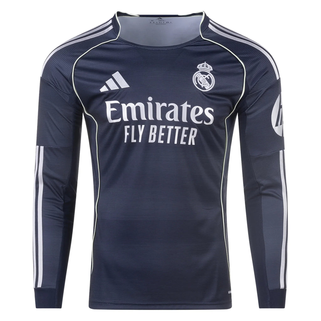 25/26 adidas REAL MADRID LONG SLEEVE AWAY JERSEY product image 1, provided for visual reference and product detail review