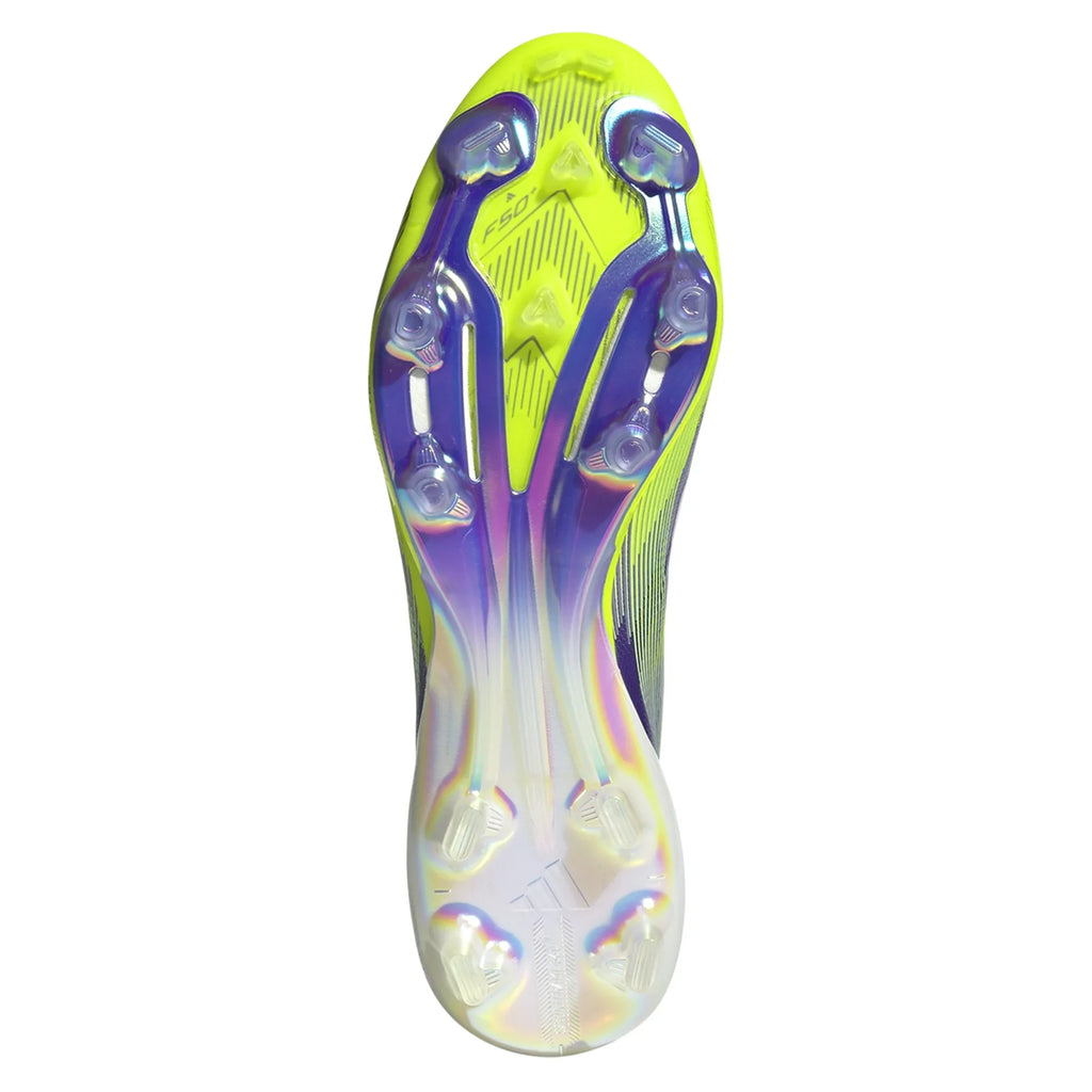 adidas F50+ FIRM GROUND - Purple Rush/White/Lucid Lemon product image 2, provided for visual reference and product detail