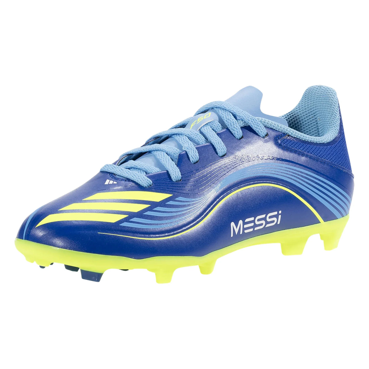 adidas F50 LEAGUE MESSI FG/MG J FG - Royal Blue/Solar Yellow product image 1, provided for visual reference and product