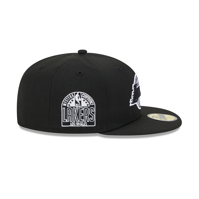New Era Los Angeles Lakers Western Conference Side Patch 59fifty Fitted Hat-Black/White product image 4, provided for visual