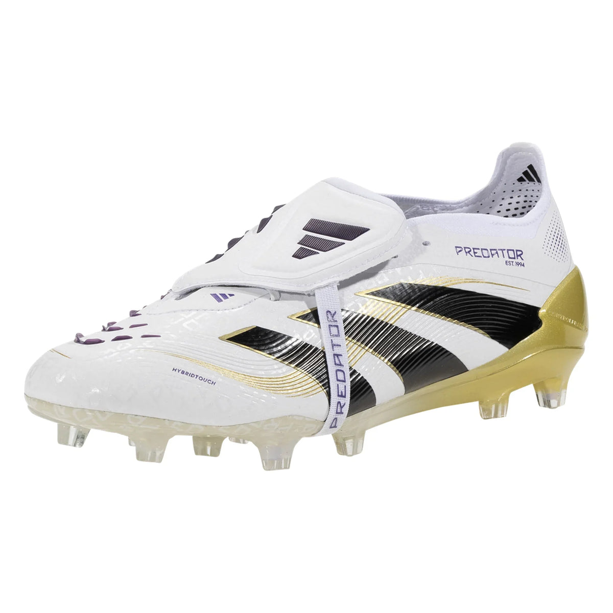 adidas PREDATOR ELITE FT FG SOCCER CLEAT - White/ Gold Metallic/ Core Black product image 1, provided for visual reference