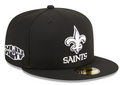 New Era New Orleans Saints XLIV Super Bowl Side Patch 59FIFTY Black & White Hat product image 1, provided for visual
