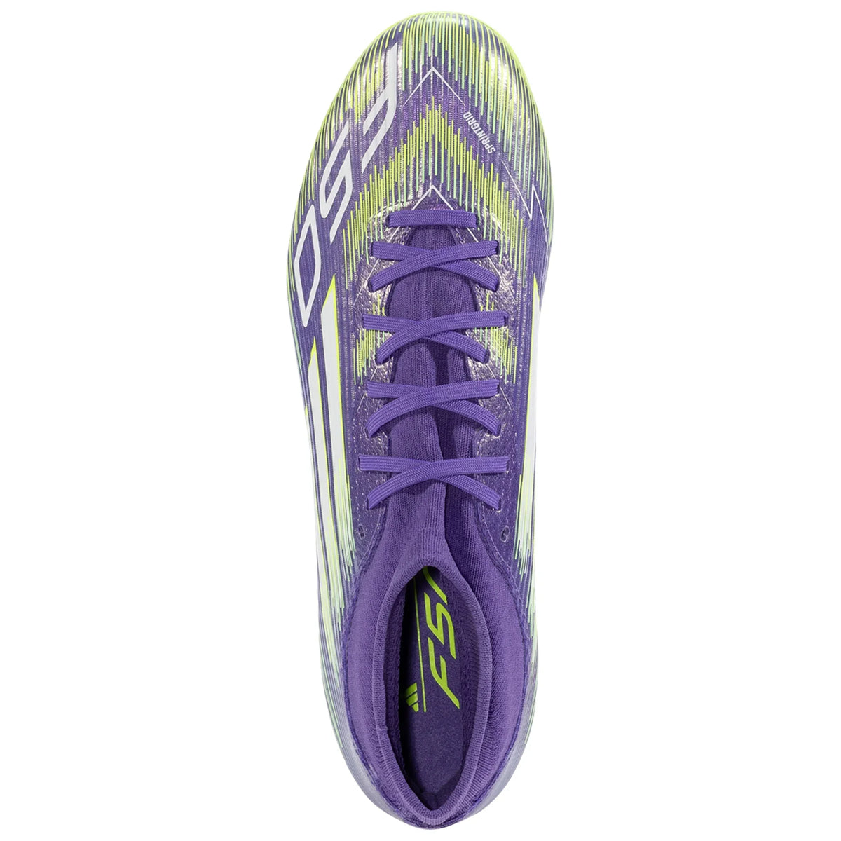 adidas F50 LEAGUE MID FG/MG FIRM GROUND CLEATS - Purple Rush/Lucid Lemon product image 2, provided for visual reference and