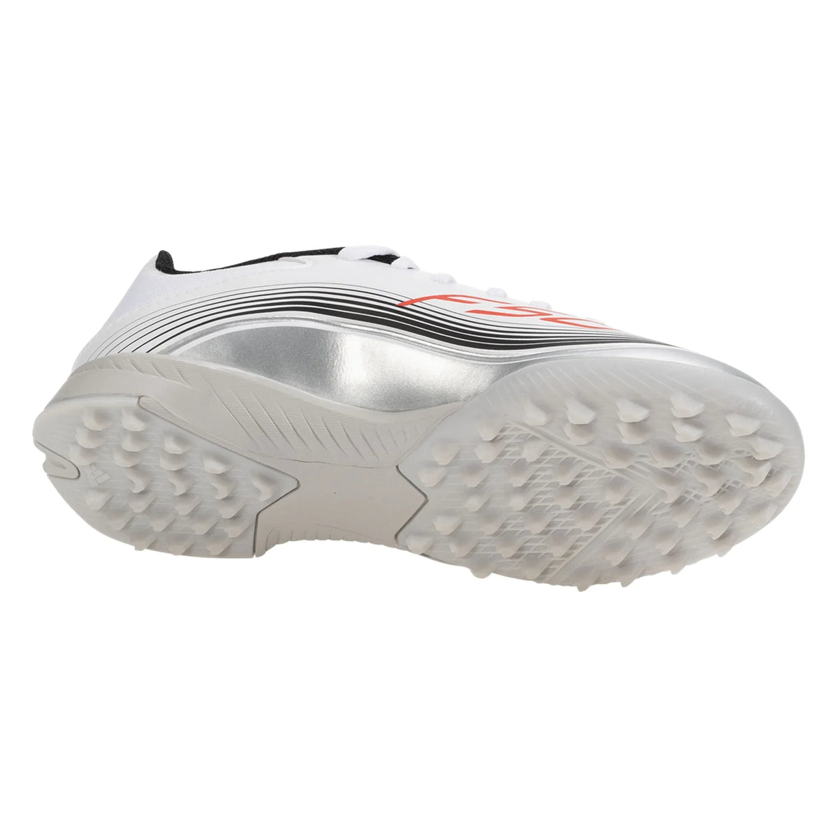 adidas F50 MESSI LEAGUE TF JUNIOR TURF CLEAT - Lucid Red/Silver Metallic product image 3, provided for visual reference and