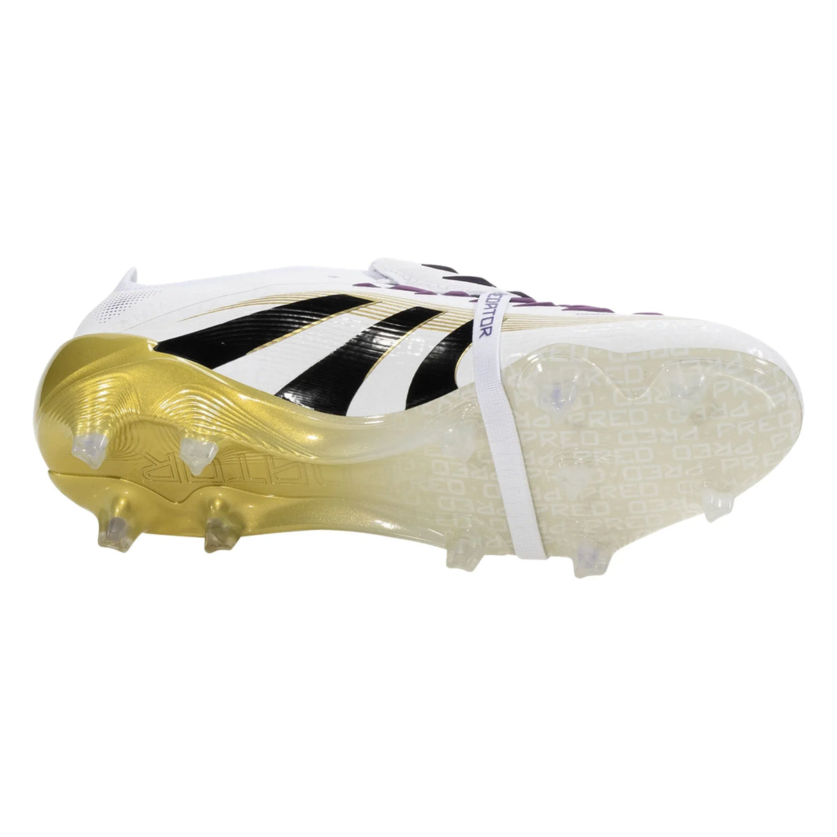 adidas PREDATOR ELITE FT FG SOCCER CLEAT - White/ Gold Metallic/ Core Black product image 3, provided for visual reference