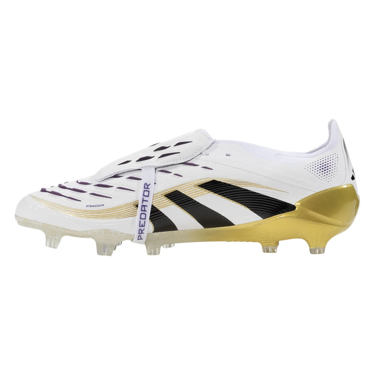 adidas PREDATOR ELITE FT FG SOCCER CLEAT - White/ Gold Metallic/ Core Black product image 5, provided for visual reference