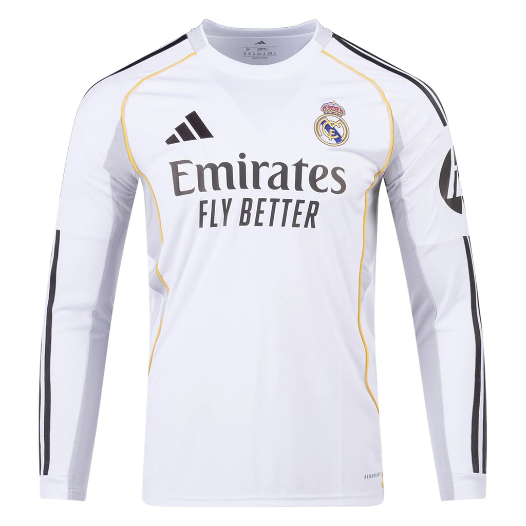 25/26 Real Madrid Long Sleeve Home Jersey product image 1, provided for visual reference and product detail review