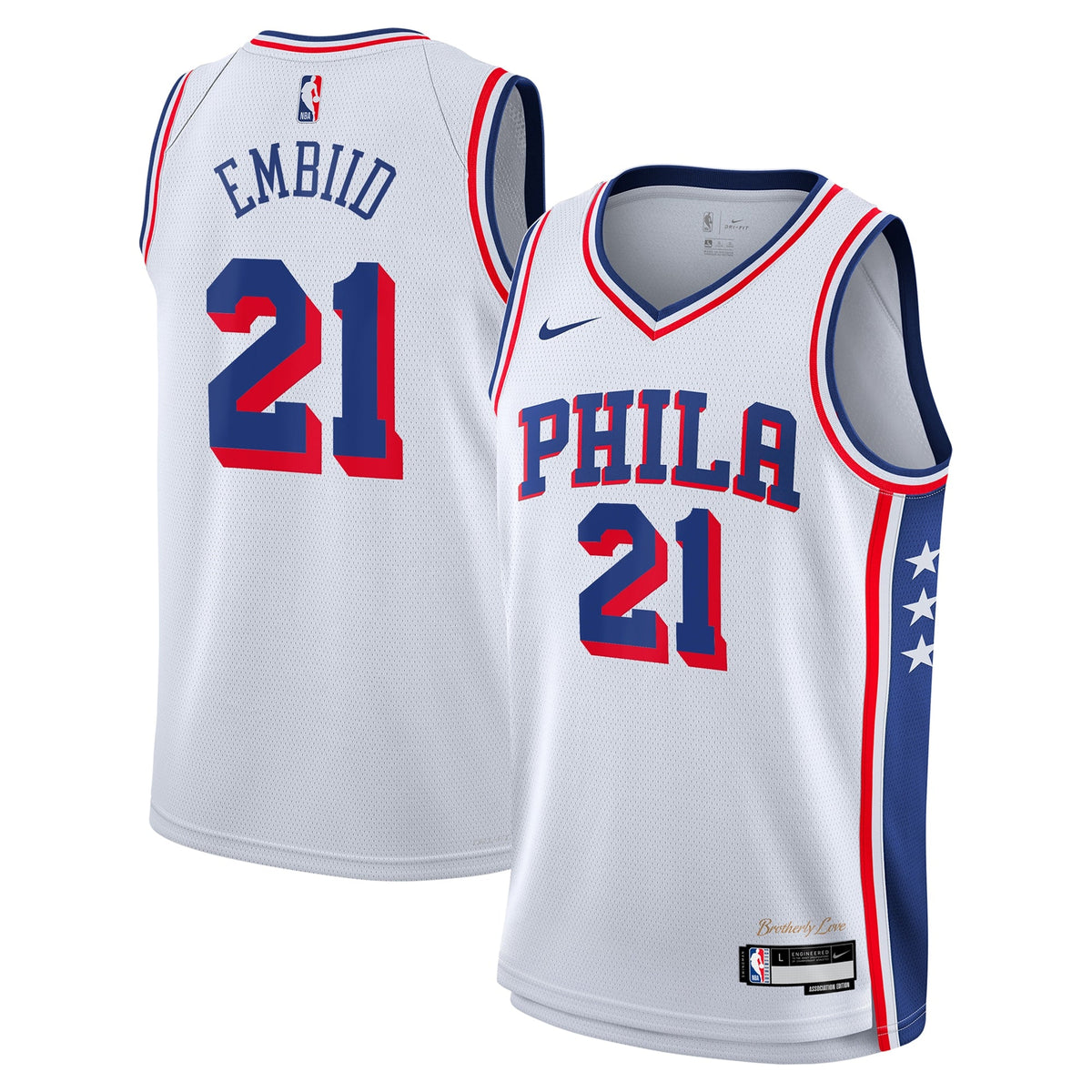 Joel Embiid Philadelphia 76ers Association Edition Swingman Jersey - White - Youth product image 2, provided for visual