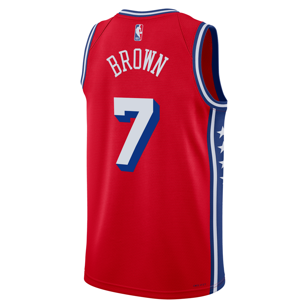 Jaylen Brown Philadelphia 76ers Statement Edition Swingman Jersey - Red - Unisex product image 4, provided for visual