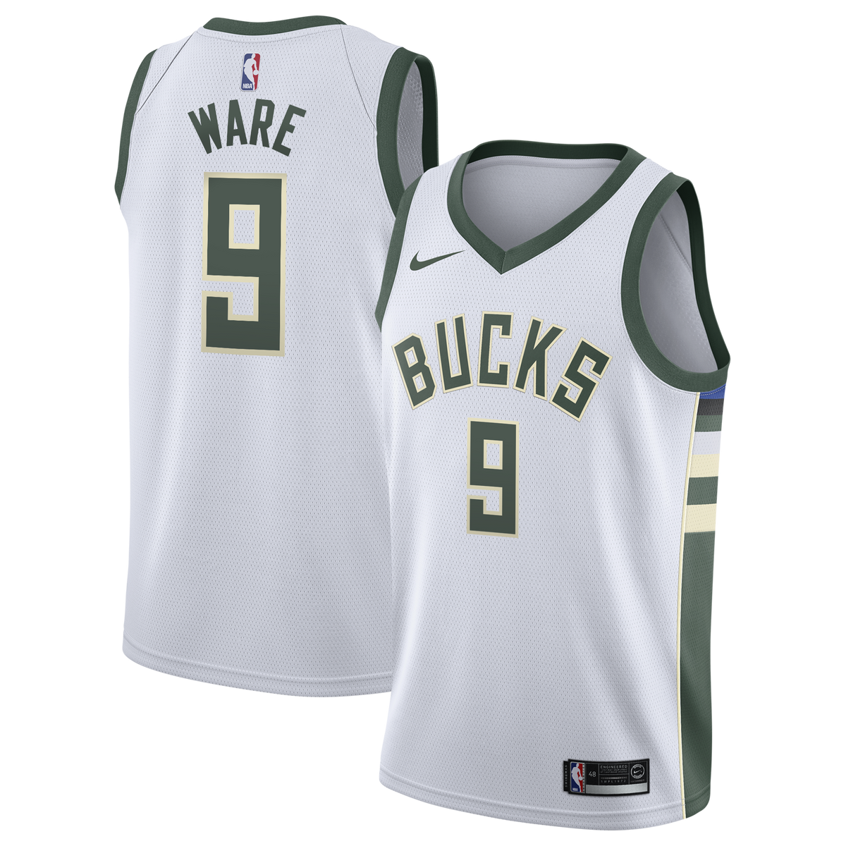 Kel'el Ware Milwaukee Bucks Association Edition Swingman Jersey - White - Youth product image 2, provided for visual