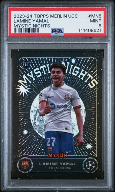 2023-24 Topps Merlin Uefa Club Competitions Mystic Nights #Mn8 Lamine Yamal- Psa 9 product image 1, provided for visual