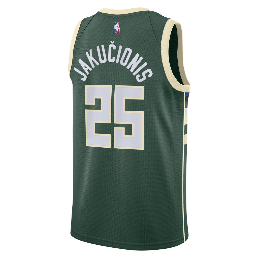 Kasparas Jakučionis Milwaukee Bucks Icon Edition Swingman Jersey - White - Unisex product image 4, provided for visual