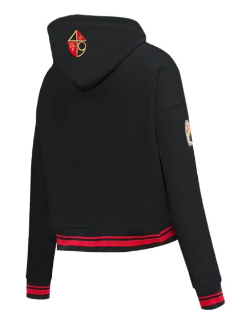 Pro Standard San Francisco 49ers Retro Classic Women Cropped Pullover Hoodie - Black product image 2, provided for visual
