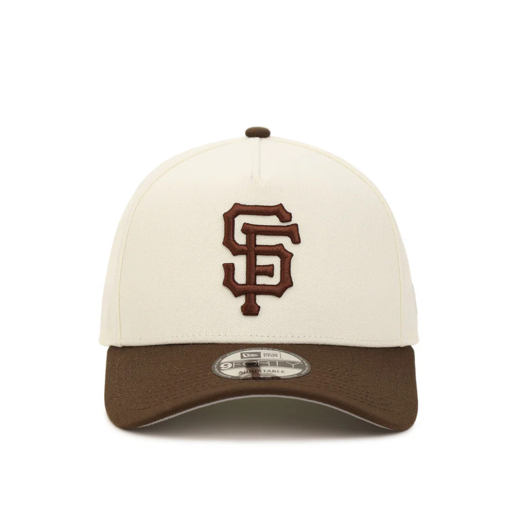 New Era Youth San Francisco Giants 9FORTY A-Frame Snapback Hat- Stone Brown product image 1, provided for visual reference