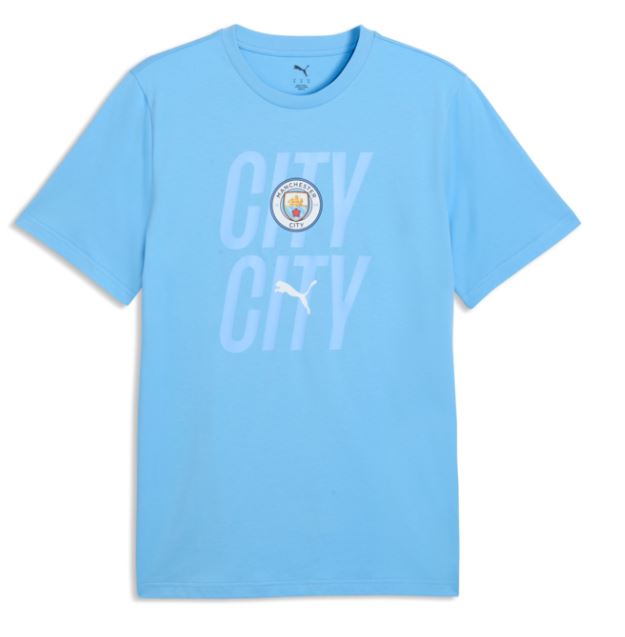 Puma Manchester City Futbol Culture T-Shirt - Sky Blue product image 1, provided for visual reference and product detail