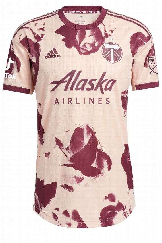2022 Portland Timbers Authentic Heritage Rose Secondary Jersey product image 1, provided for visual reference and product