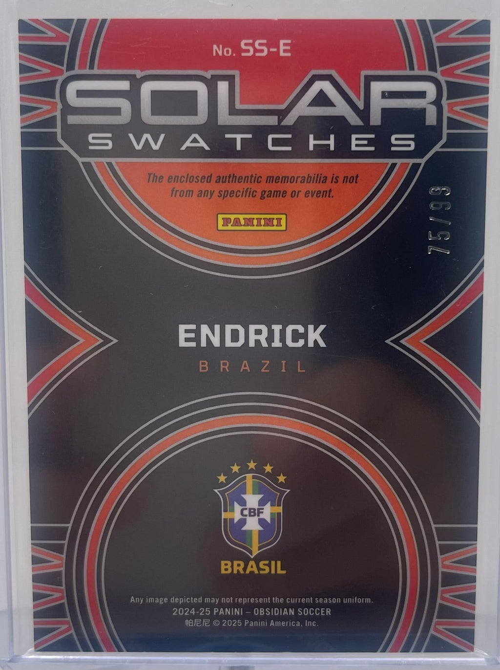 24/25 Solar Swatches Panini Obsidian Endrick Patch #75/99 product image 2, provided for visual reference and product detail