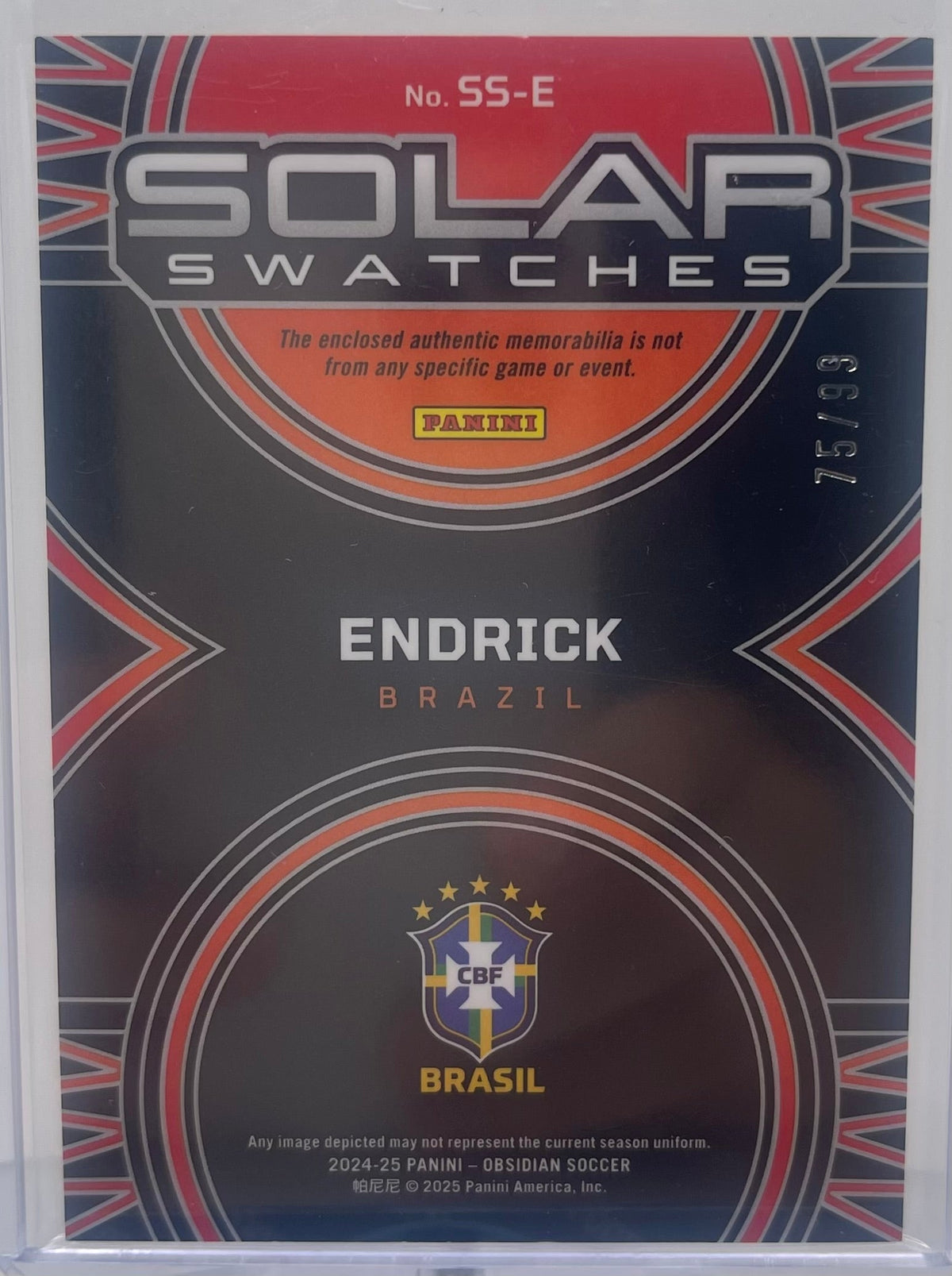 24/25 Solar Swatches Panini Obsidian Endrick Patch #75/99 product image 2, provided for visual reference and product detail