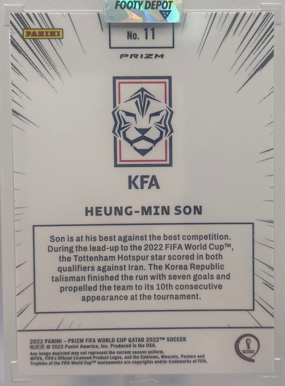 2022 Panini Prizm FIFA World Cup Qatar Heung-Min Son #11 Manga Case Hit SSP product image 2, provided for visual reference