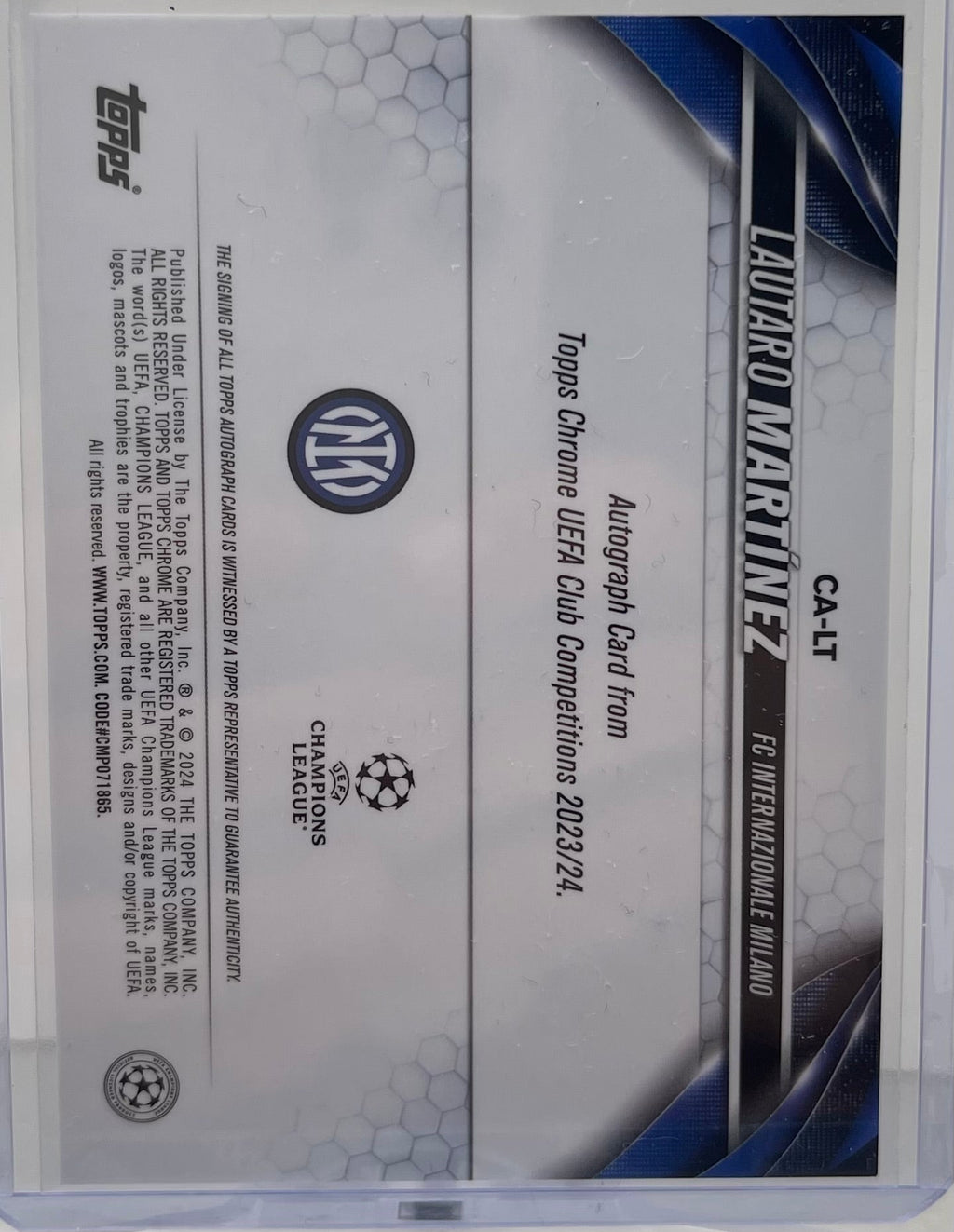 Lautaro Martinez Topps Chrome 23/24 Auto #41/50 CA-LT product image 2, provided for visual reference and product detail