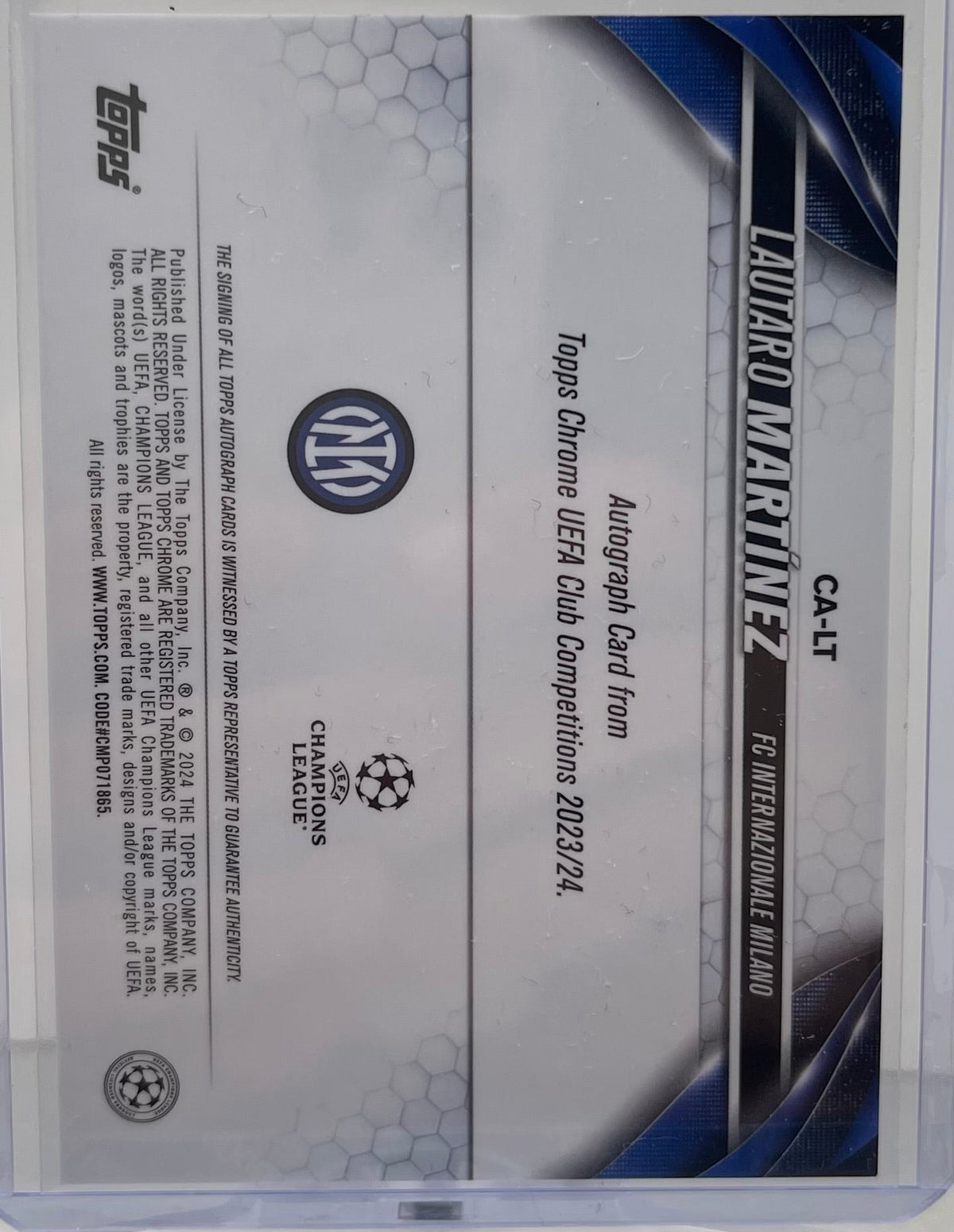 Lautaro Martinez Topps Chrome 23/24 Auto #41/50 CA-LT product image 2, provided for visual reference and product detail