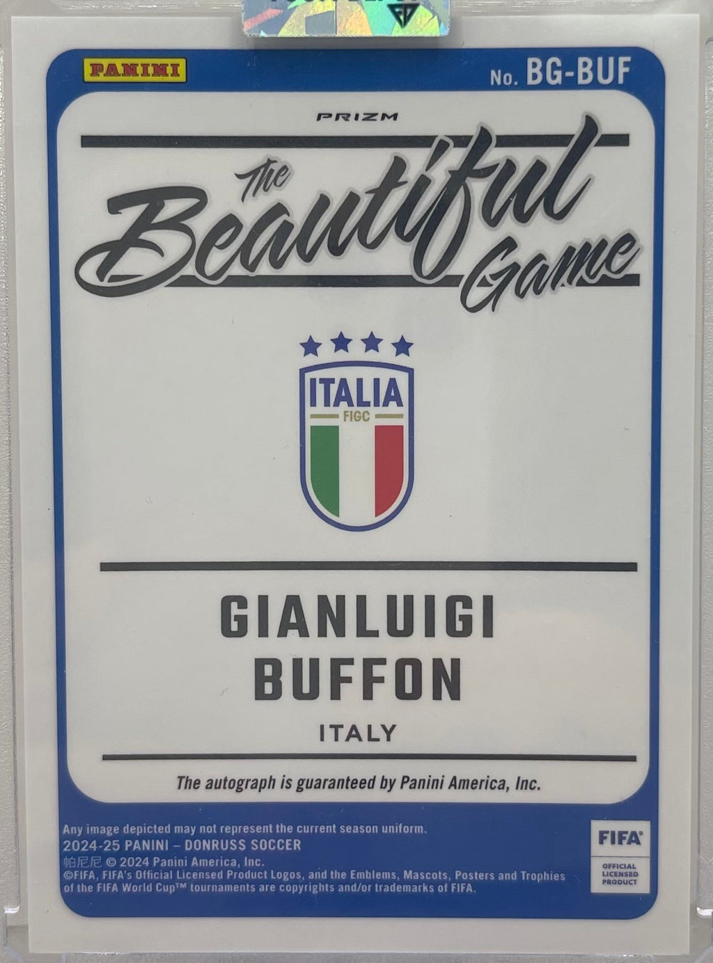 24/25 Donruss "The Beautiful Game' Gianluigi Buffon AUTO product image 2, provided for visual reference and product detail