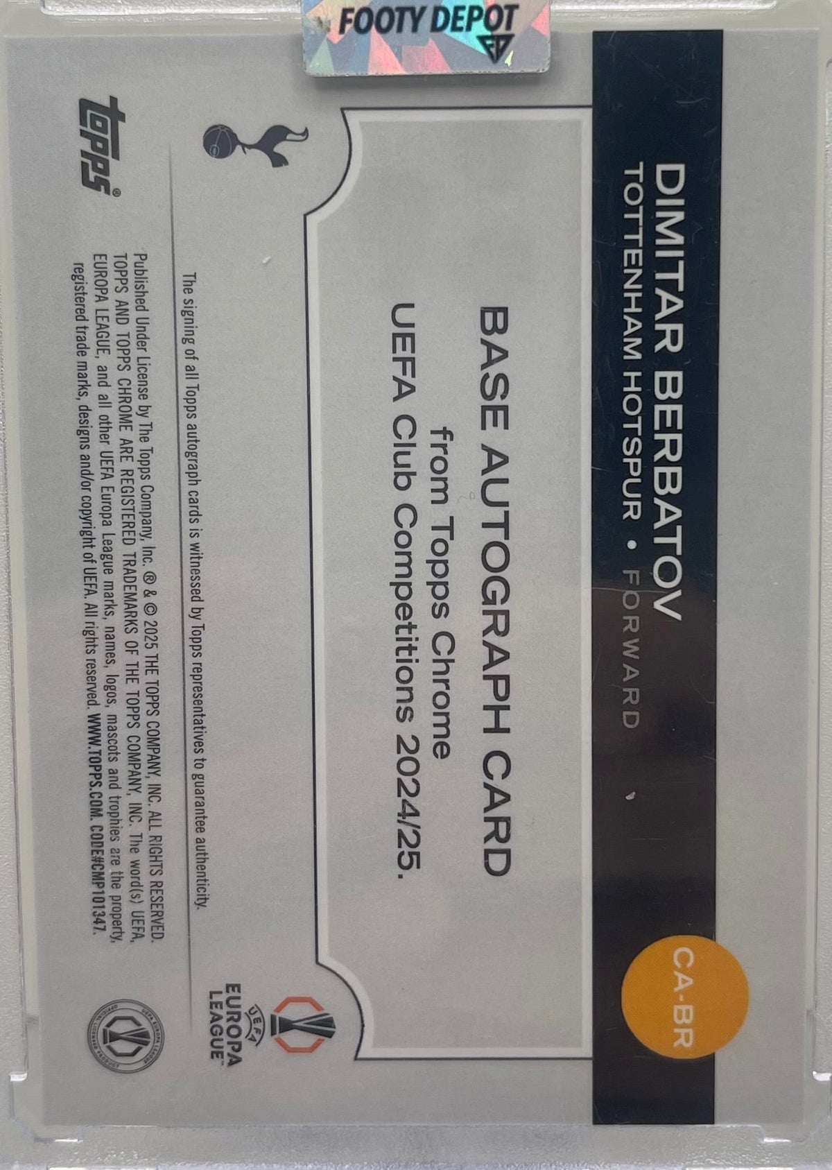 2024-25 Topps Chrome UEFA UCC Dimitar Berbatov Orange Lava Auto #10/25 product image 2, provided for visual reference and