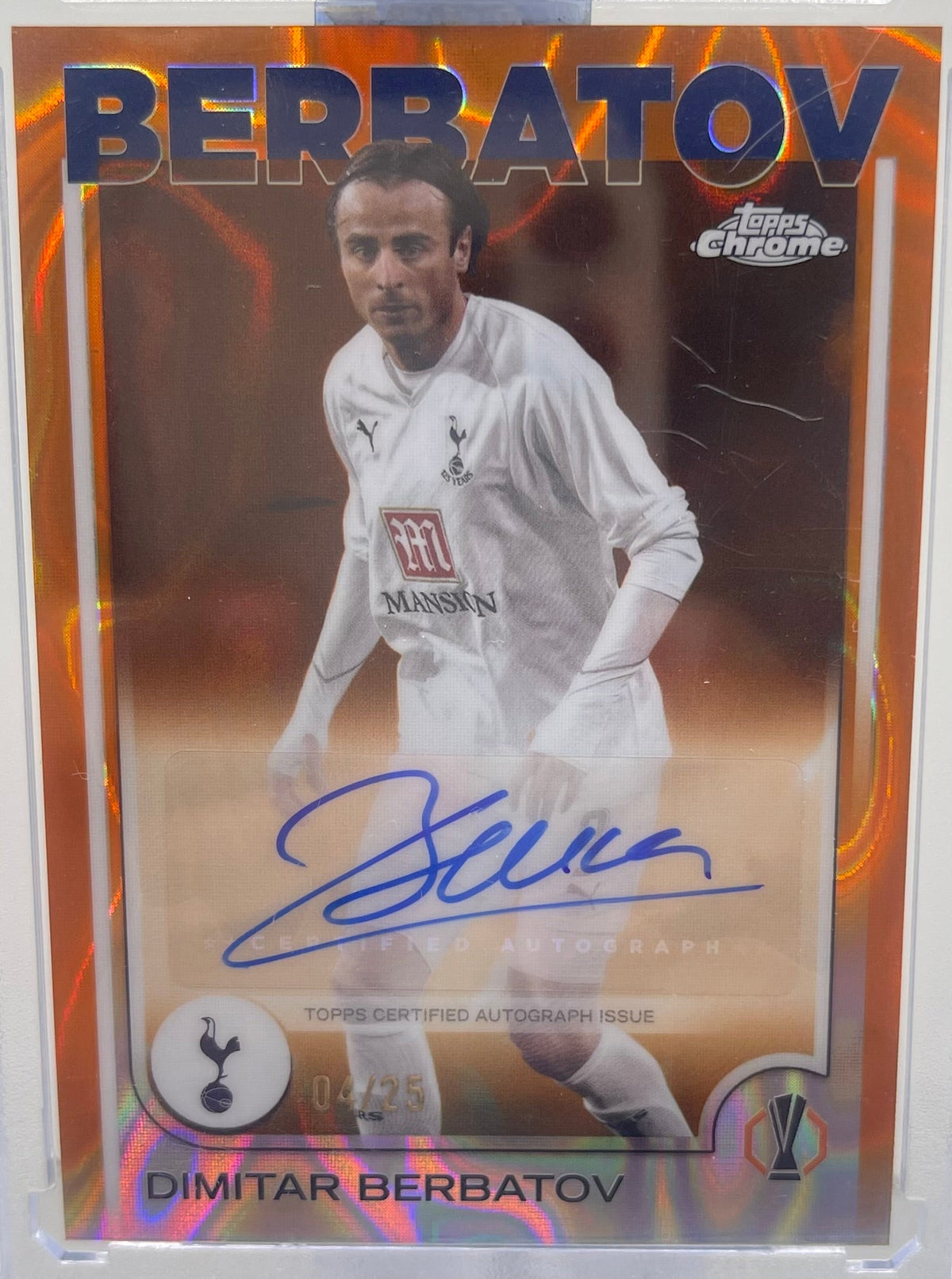 2024-25 Topps Chrome UEFA UCC Dimitar Berbatov Orange Lava Auto #10/25 product image 1, provided for visual reference and