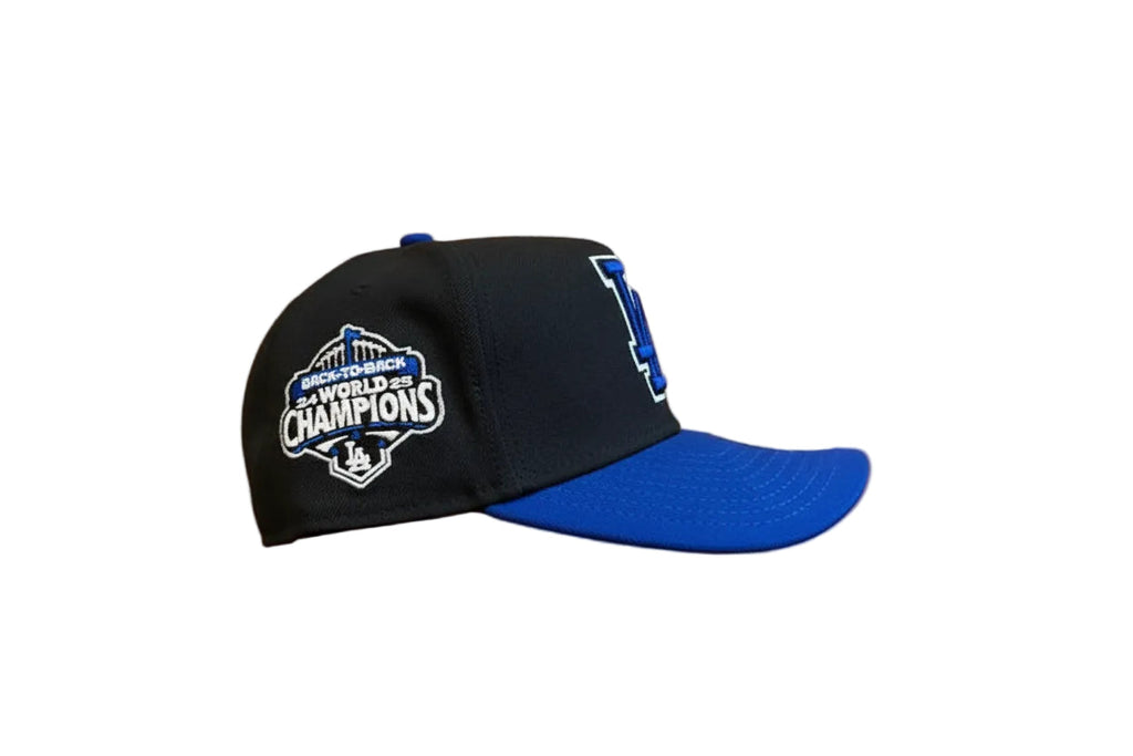 New Era Los Angeles Dodgera Black/Blue Back2back champs patch A-Frame product image 2, provided for visual reference and