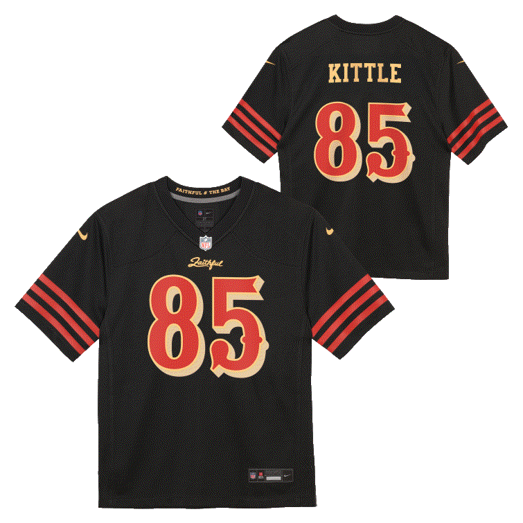 Nike Preschool San Francisco 49ers George Kittle Rivalry Game Jersey - Black product image 3, provided for visual reference