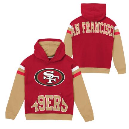 San Francisco 49ers Little Kid's Pass Rush Pull Over Fleece Hoodie product image 3, provided for visual reference and