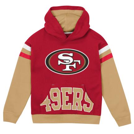 San Francisco 49ers Little Kid's Pass Rush Pull Over Fleece Hoodie product image 1, provided for visual reference and