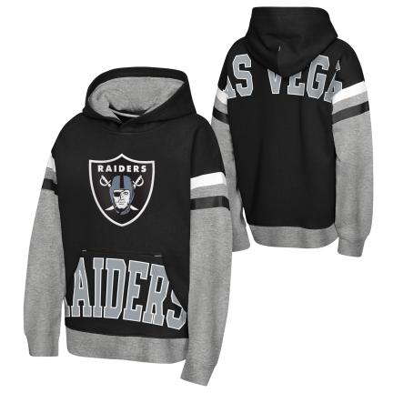 Youth Las Vegas Raiders Pass Rush Pull Over Fleece Hoodie product image 1, provided for visual reference and product detail
