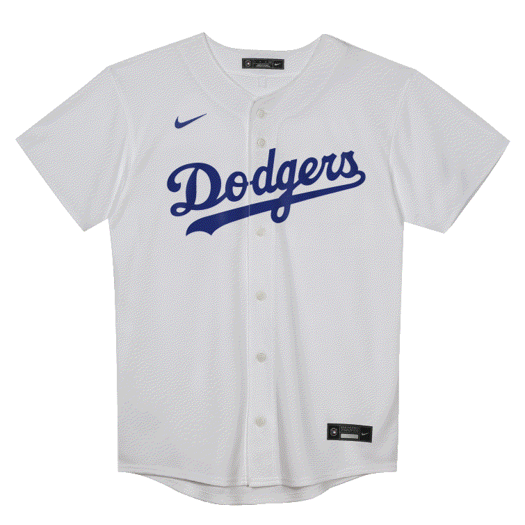 Nike Preschool Los Angeles Dodgers Home Jersey-White product image 1, provided for visual reference and product detail review