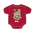 San Francisco 49ers Hand Off SS Creeper Onesie product image 1, provided for visual reference and product detail review