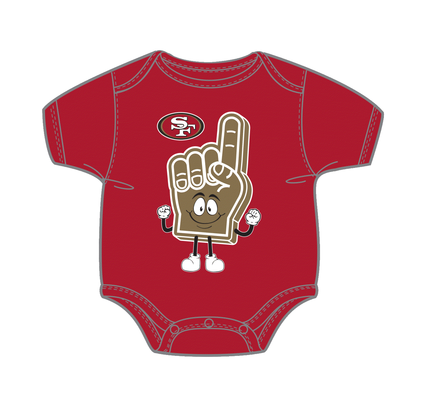 San Francisco 49ers Hand Off SS Creeper Onesie product image 1, provided for visual reference and product detail review