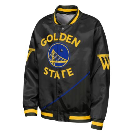 Youth Golden State Warriors NBA Statement Satin Jacket- Black product image 1, provided for visual reference and product