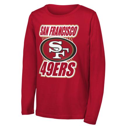 San Francisco 49ers Youth Never Settle Performance Long Sleeve Crew T-Shirt product image 1, provided for visual reference